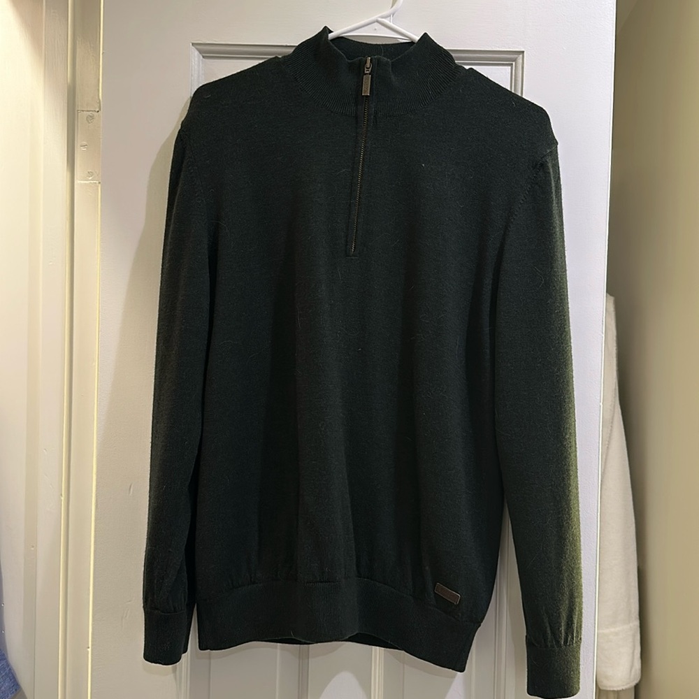 Men’s Barbour Olive Gamlin Half Zip Sweater - Size Medium